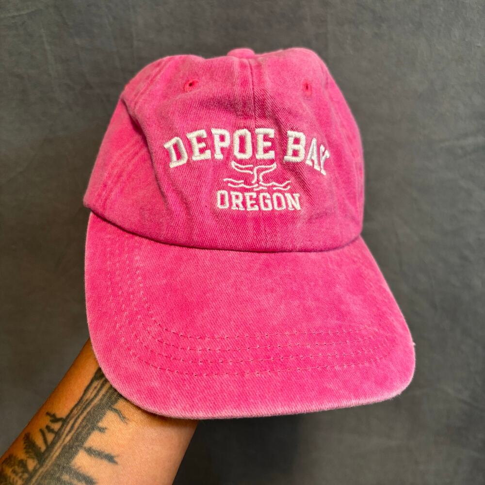 Depoe Bay Oregon Pink Adjustable Dad Hat Cap NWT One Size Embroidered Tourist